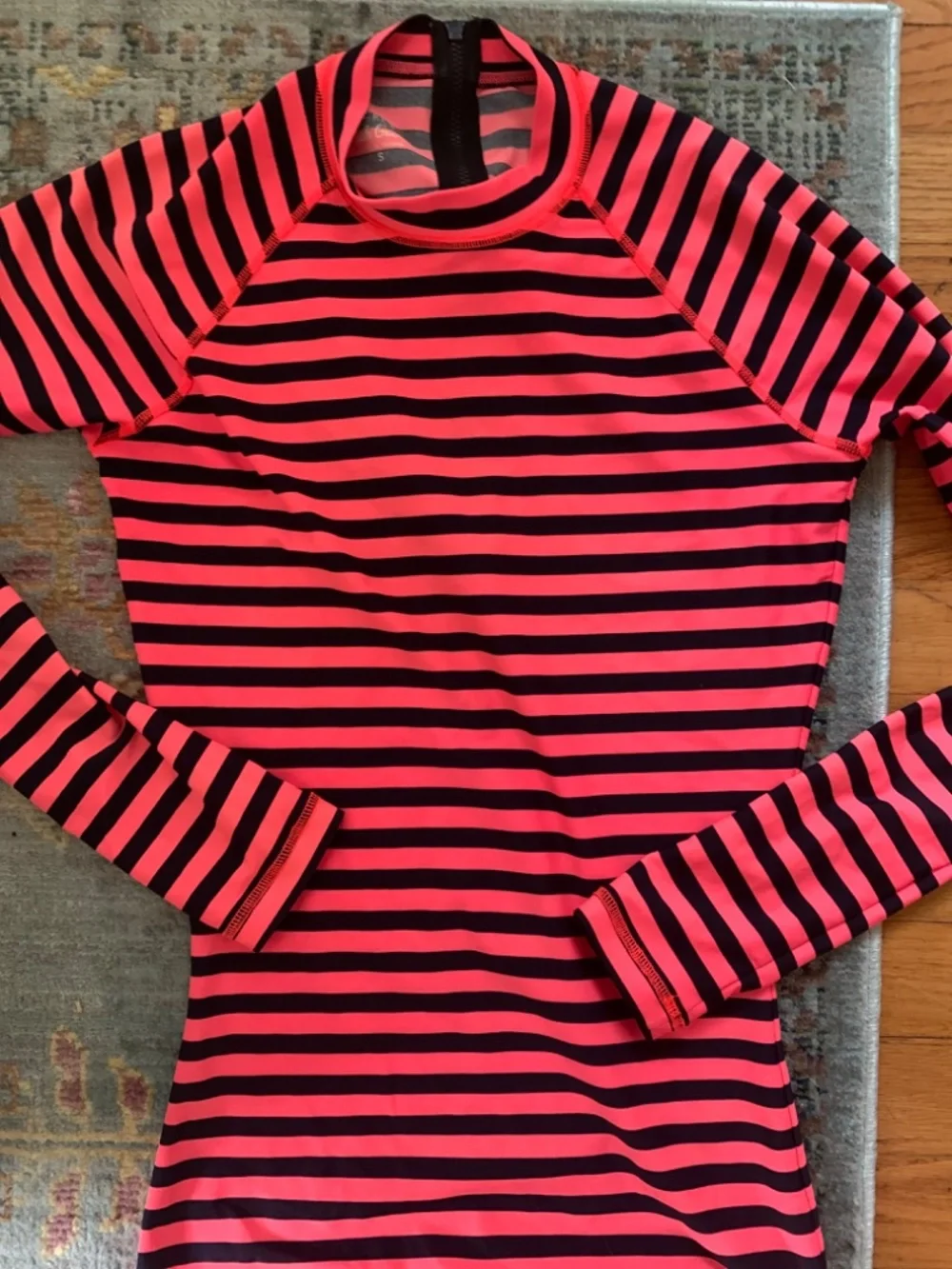 J. Crew Red & Navy Stripe Swimsuit Rashguard Top & Bikini Bottom